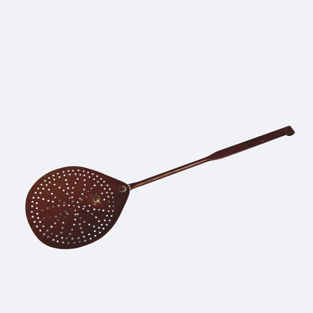 Antique Copper Skimmer Slotted Strainer Ladle Long 20.5" Handle